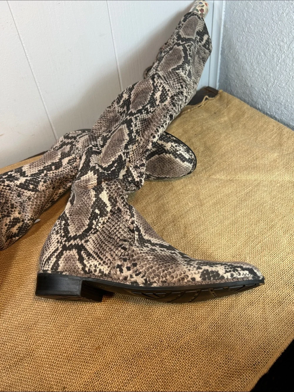 Marc Fisher Over-the-Knee Snake-Print Boots